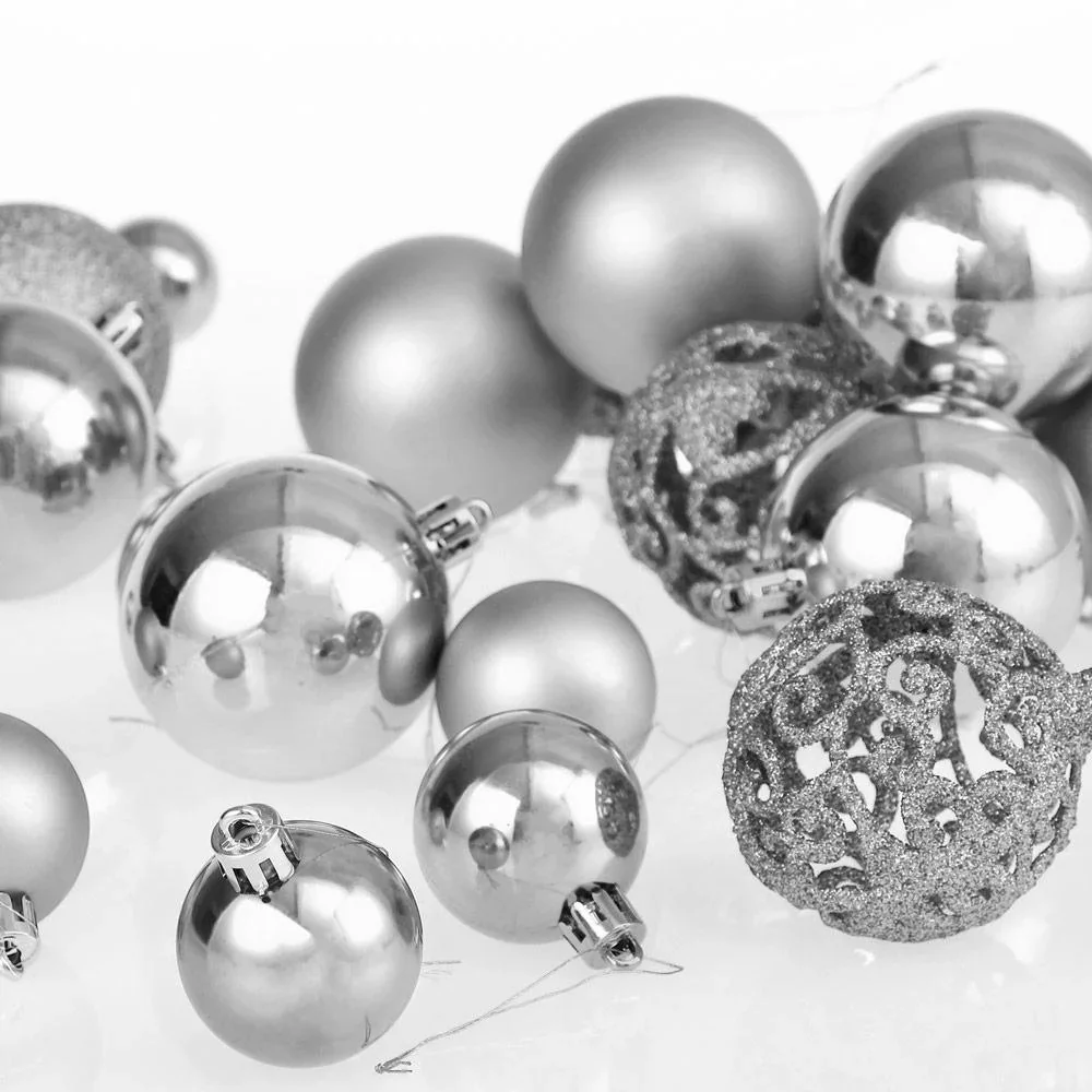 Weihnachtskugeln - Christbaumschmuck - Silber 100 Stück. - 1