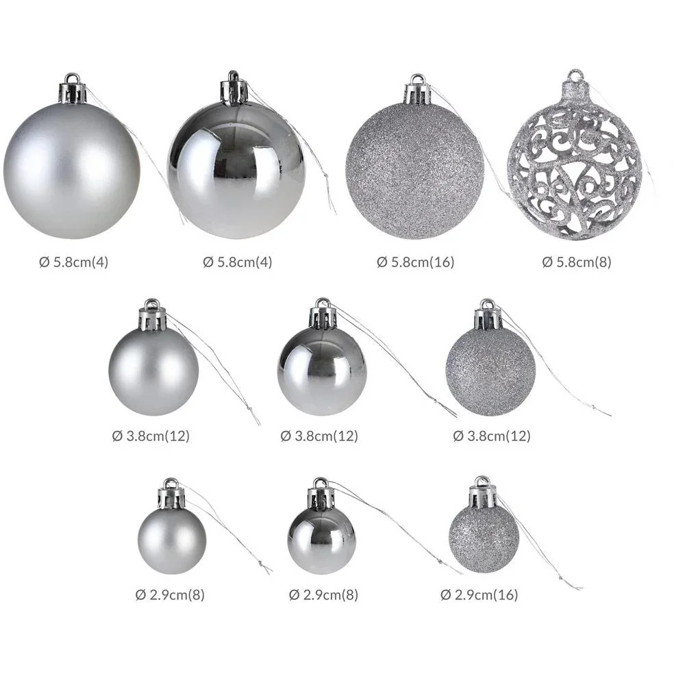 Weihnachtskugeln - Christbaumschmuck - Silber 100 Stück. - 2