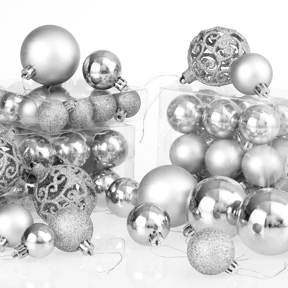 Weihnachtskugeln - Christbaumschmuck - Silber 100 Stück. - 4