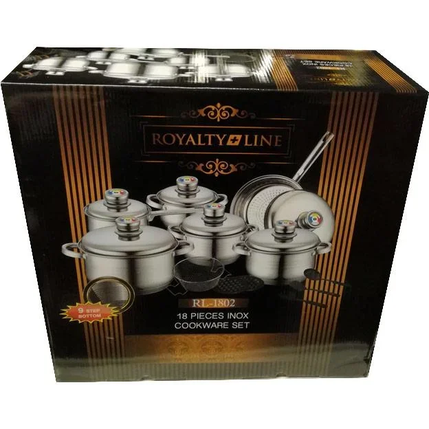 18-teiliges Kochset aus Edelstahl mit Metall-Thermometerdeckeln - 1