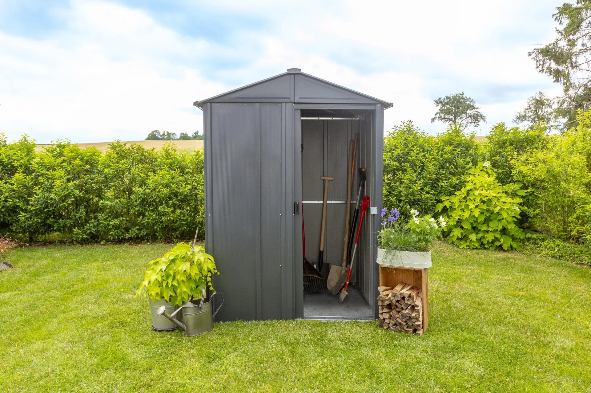 Metallgerätehaus, grau, 151x122x198 cm - 7