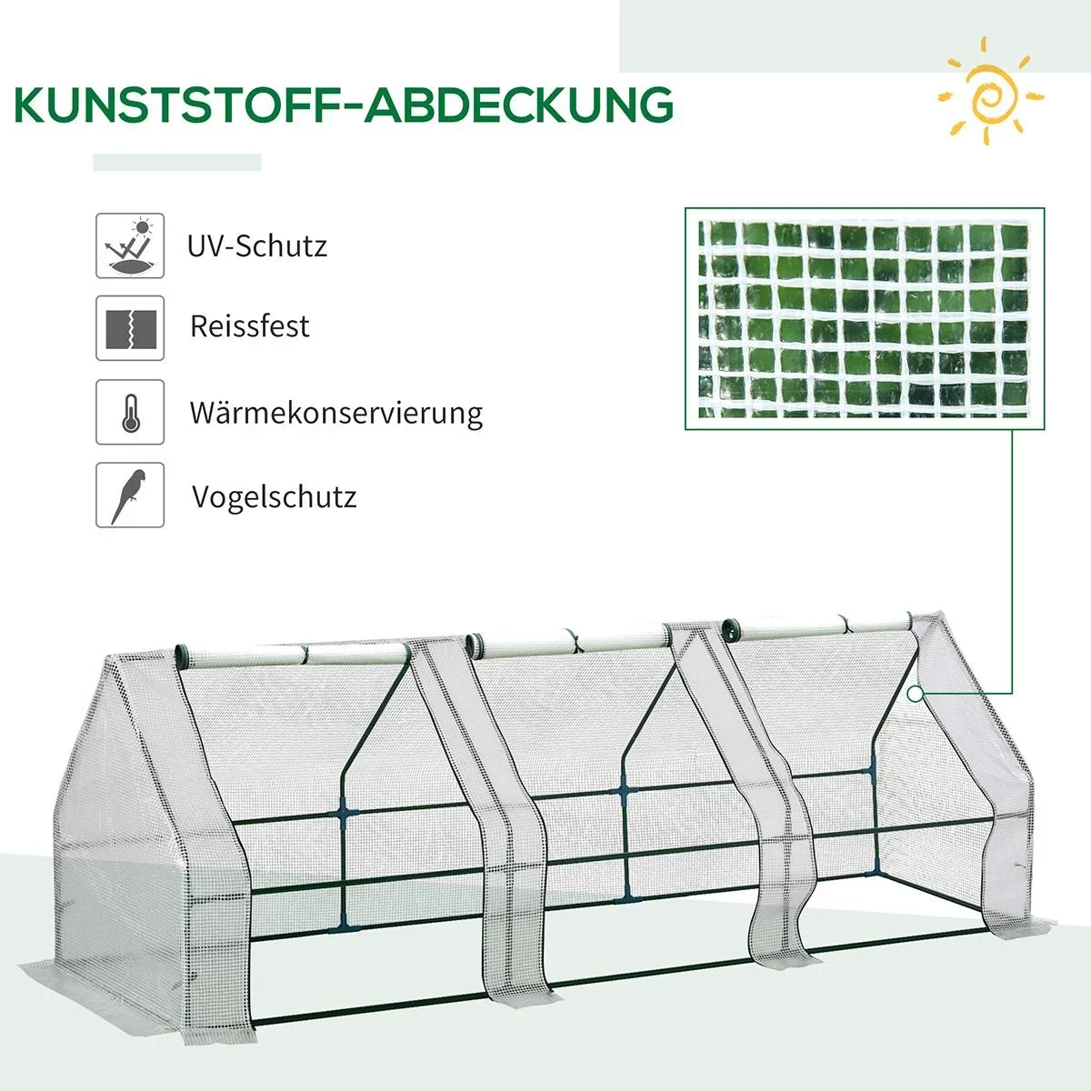 Folientunnel mit 3 Türen weiß - 1