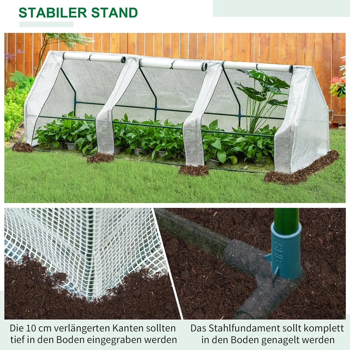 Folientunnel mit 3 Türen weiß - 3