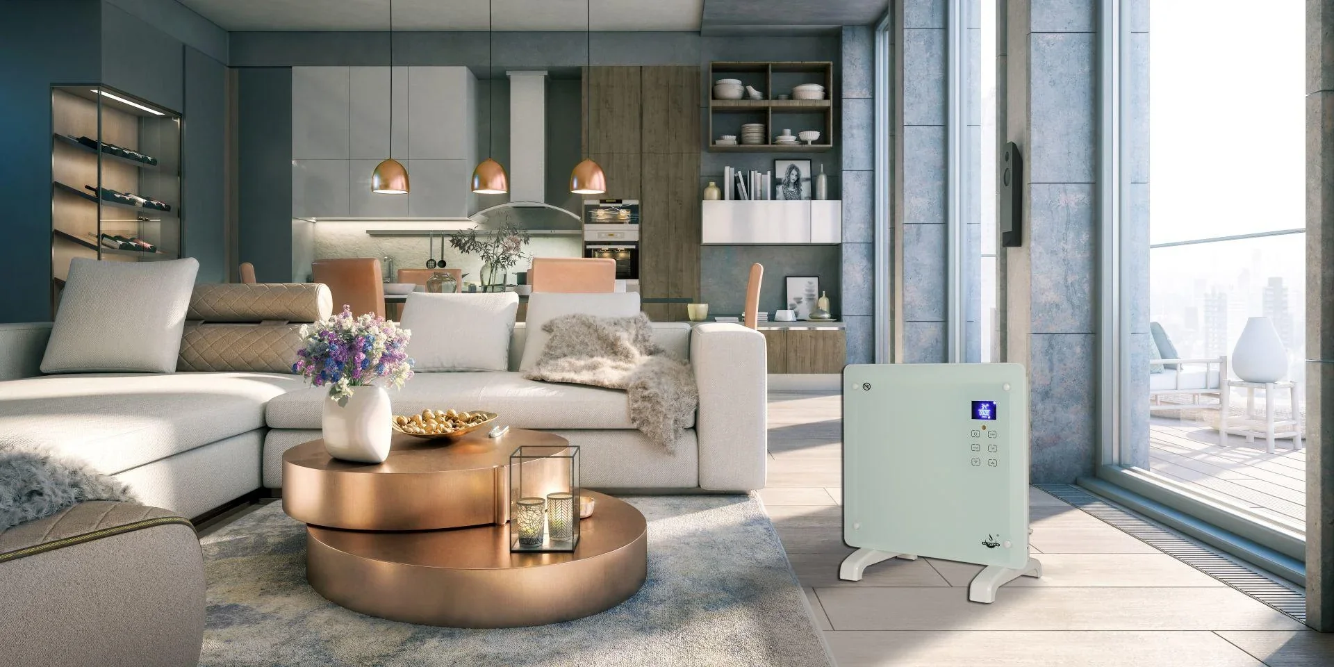 Glaskonvektor, weiß, 1000 W - 2