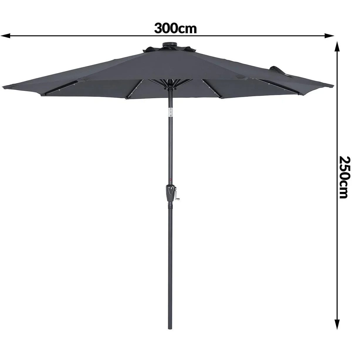 Sonnenschirm Florida mit LED-Beleuchtung schwenkbar anthrazit - Ø 3m - 0
