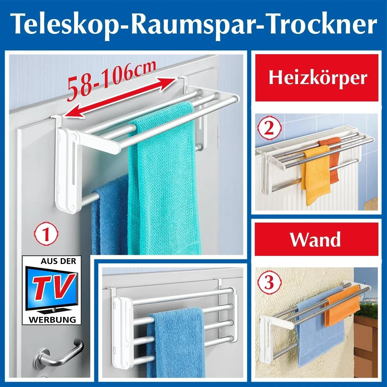 Raumspar-Trockner - Platzsparender, einhängbarer Teleskop Wäschetrockner - 4