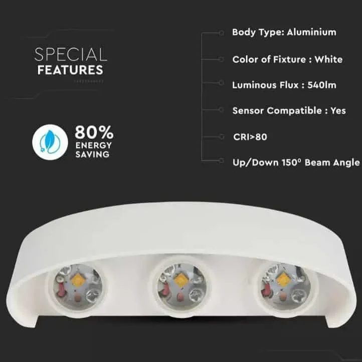 VT-846 LED-Wandleuchte oben / unten - 5W - 630 Lm - 3000K - Weiß - 6