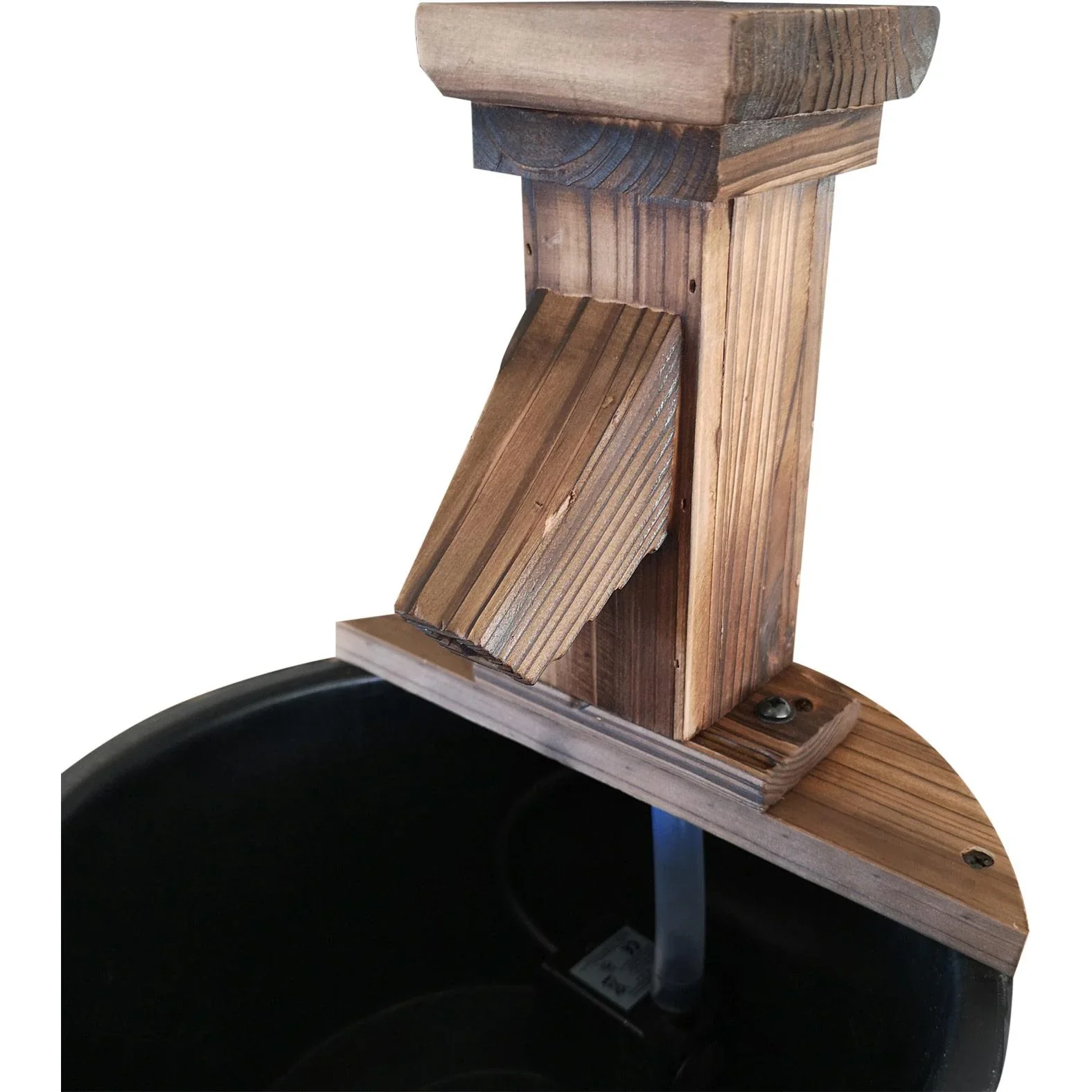 Gartenbrunnen Zierbrunnen Springbrunnen Fassbrunnen Wasserfall Holzfass Dunkelbraun ?27 x 37 cm - 1