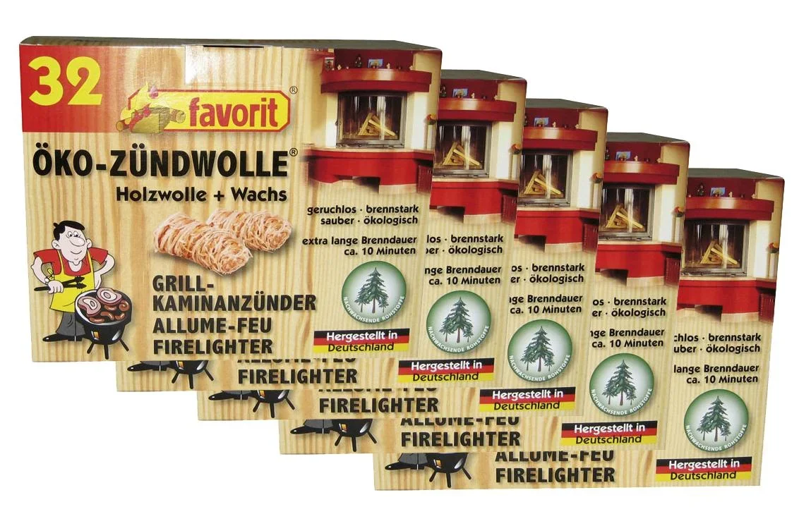 Feueranzünder Öko Zündwolle, 5 Packungen je 32 Stück - 0