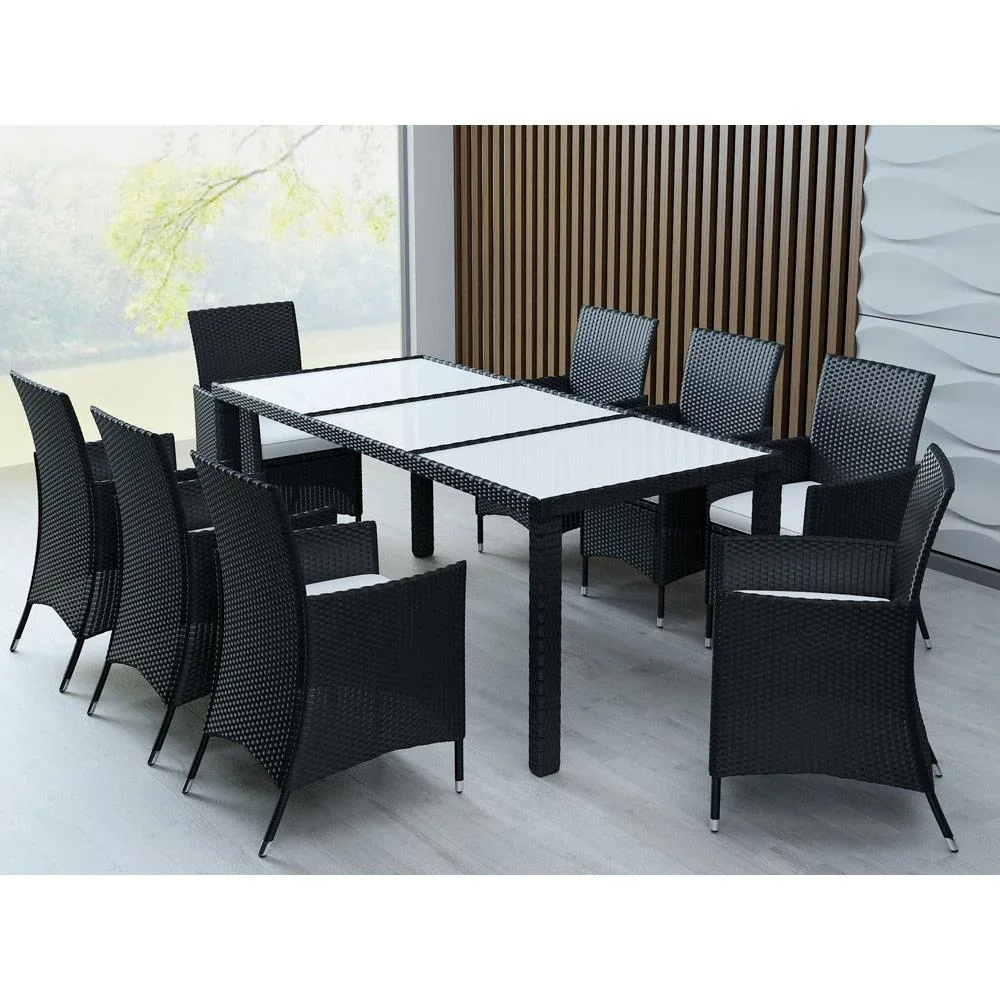 Polyrattan Sitze 17 Stück schwarz stapelbar - 3