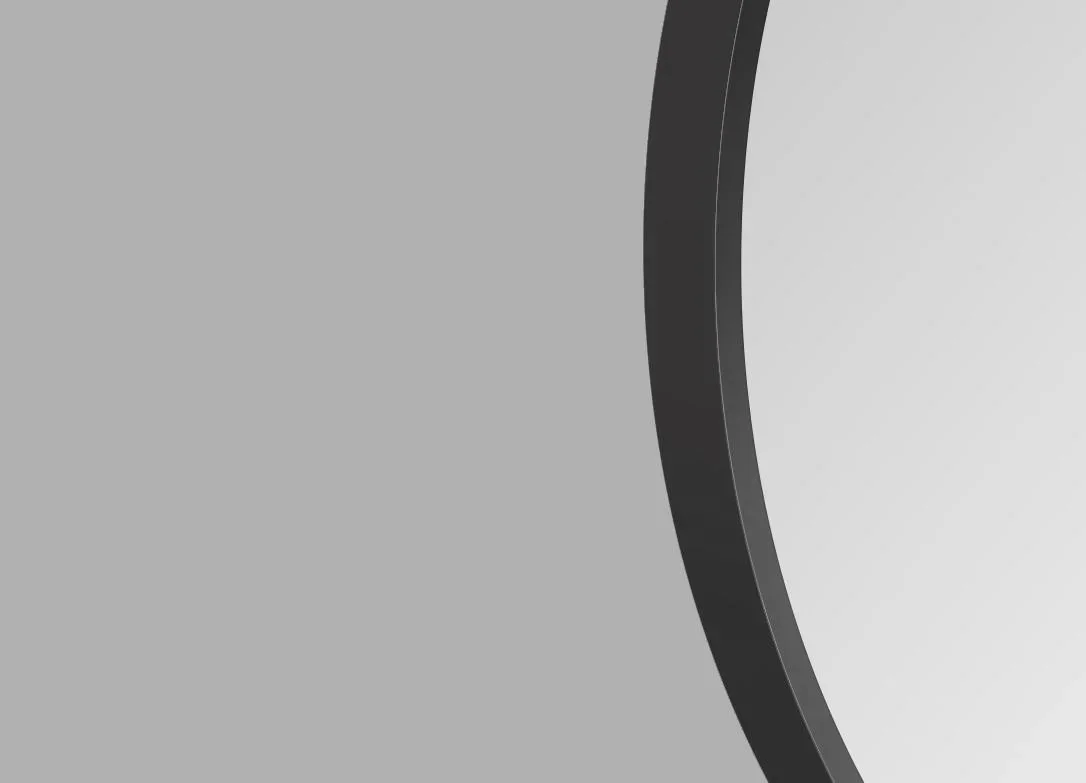 Dekorativer runder Wandspiegel in schwarz matt Ø 80 cm - hochwertiger robuster Aluminiumrahmen - 1