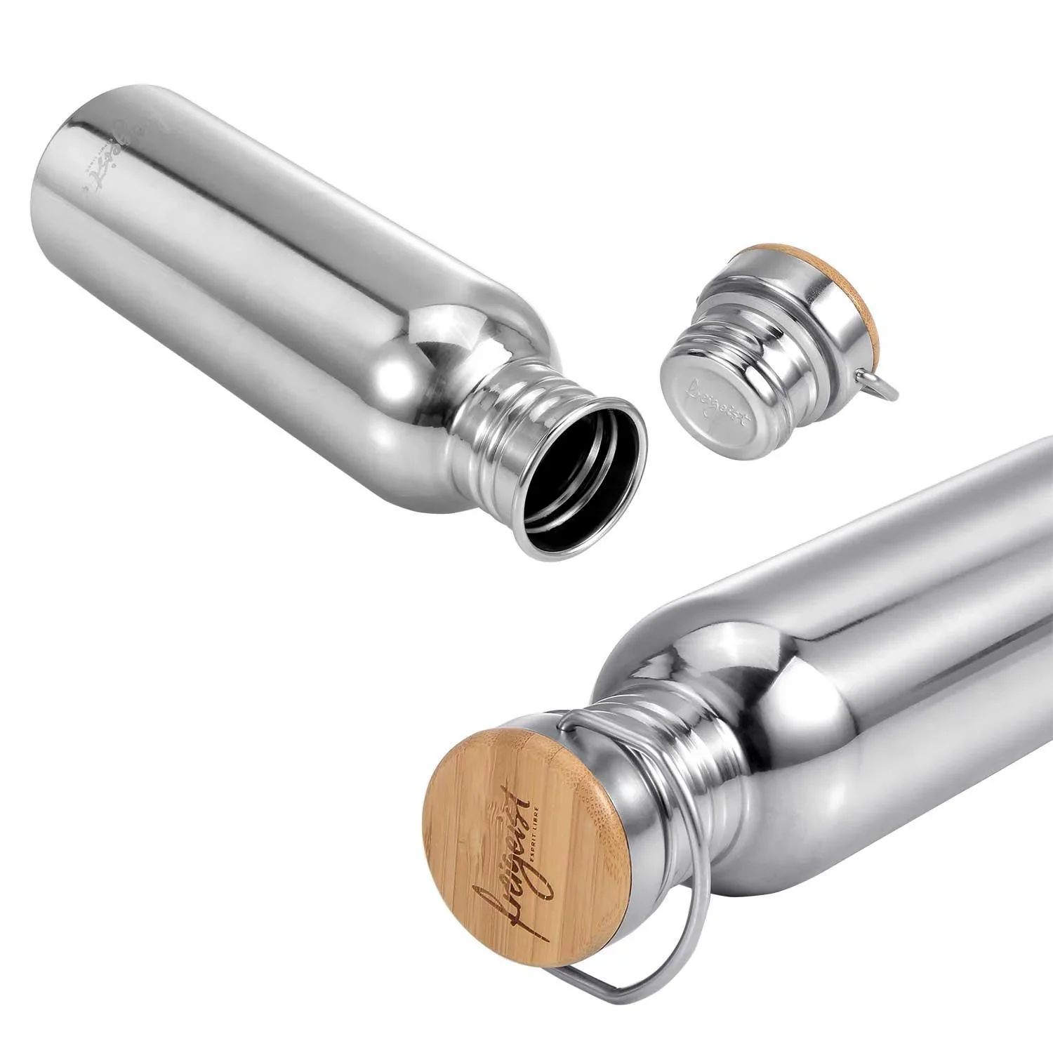 Edelstahlflasche 750ml, poliert mit aquabook Flaschenbürste XL - 1