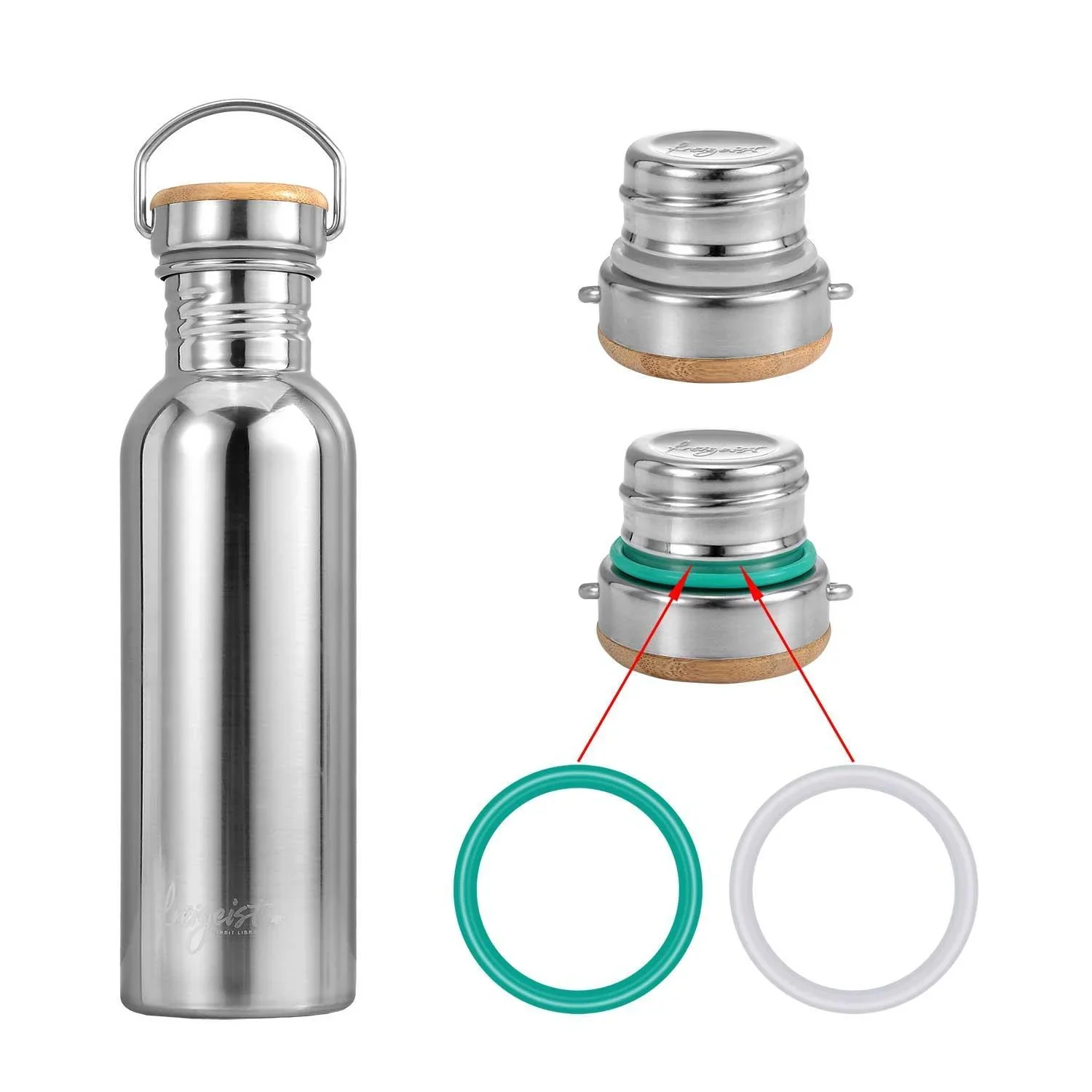 Edelstahlflasche 750ml, poliert mit aquabook Flaschenbürste XL - 3