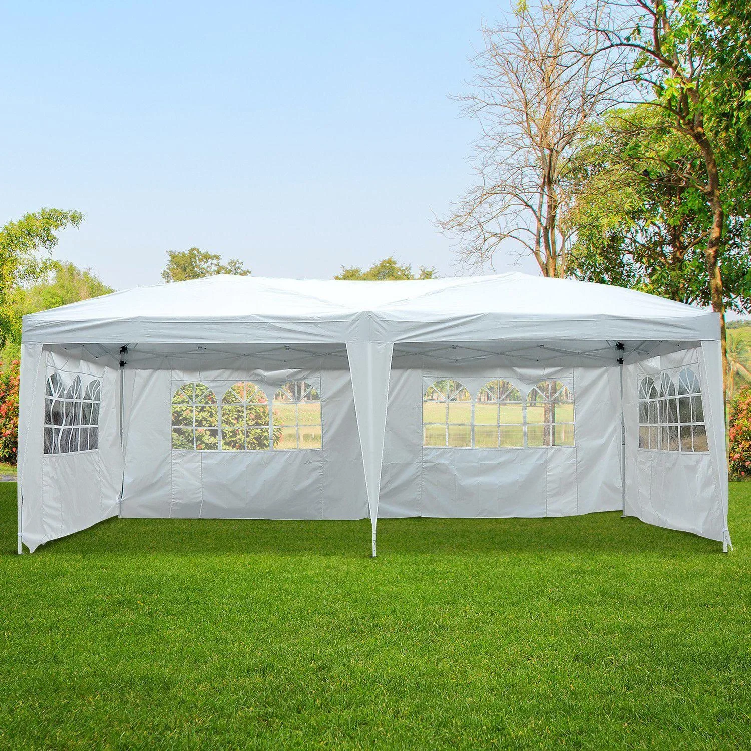 Faltpavillon Pavillon Partyzelt Gartenzelt inkl. 4 Seitenteile Weiß 3x6m - 4