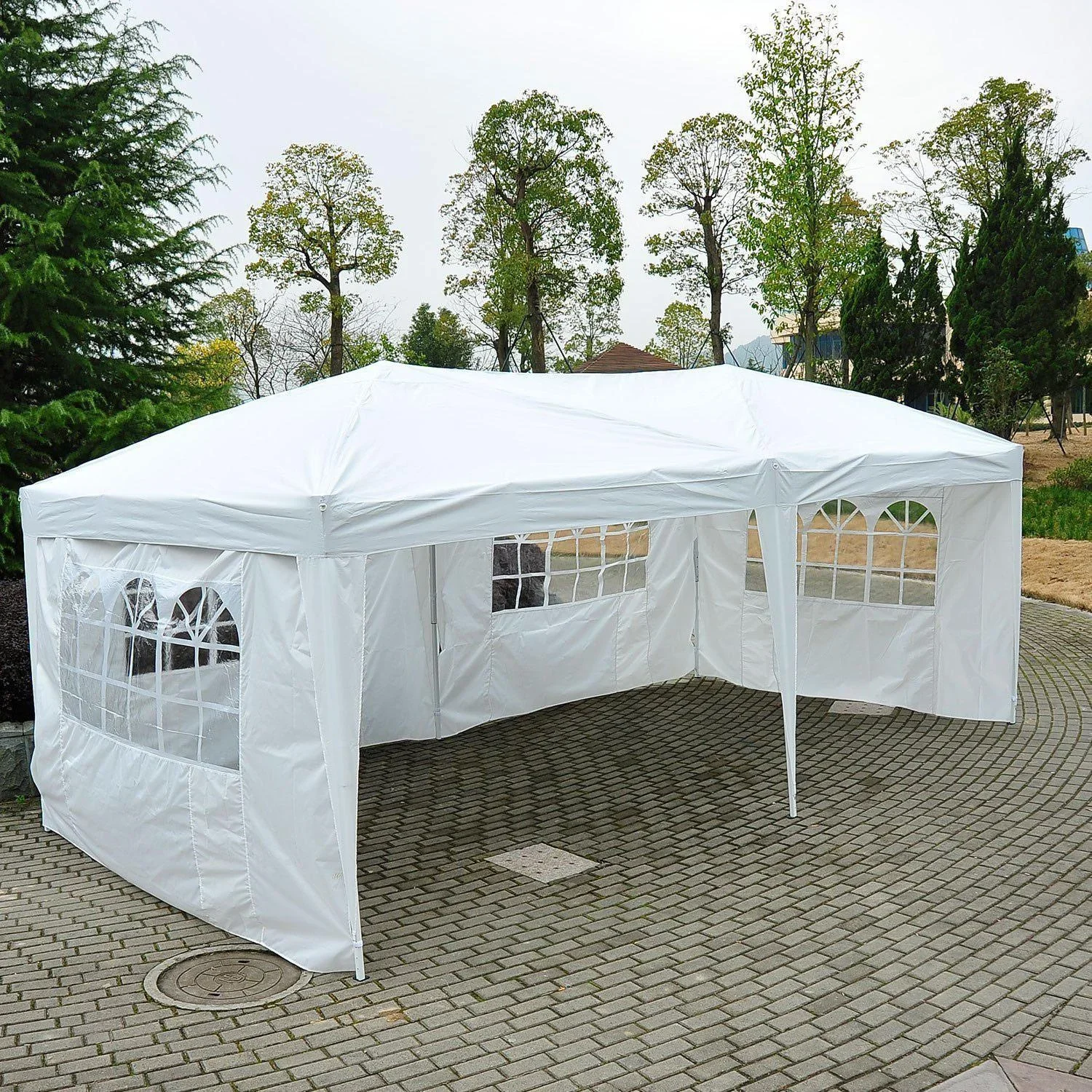Faltpavillon Pavillon Partyzelt Gartenzelt inkl. 4 Seitenteile Weiß 3x6m - 5