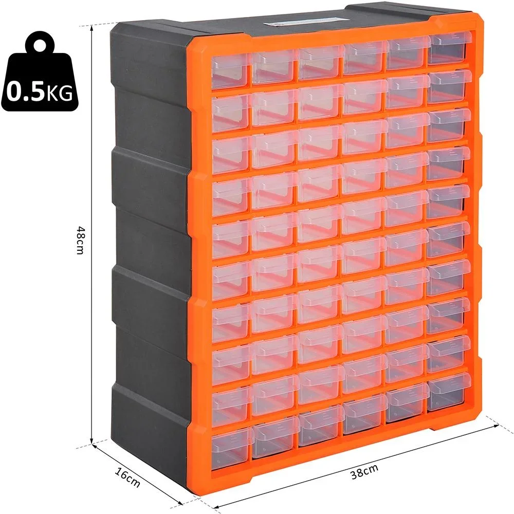 Sortimentskasten Kleinteilemagazin 60 Schubfächer Orange - 0