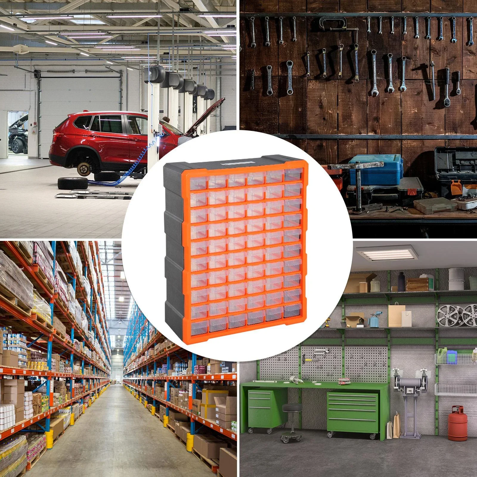 Sortimentskasten Kleinteilemagazin 60 Schubfächer Orange - 3