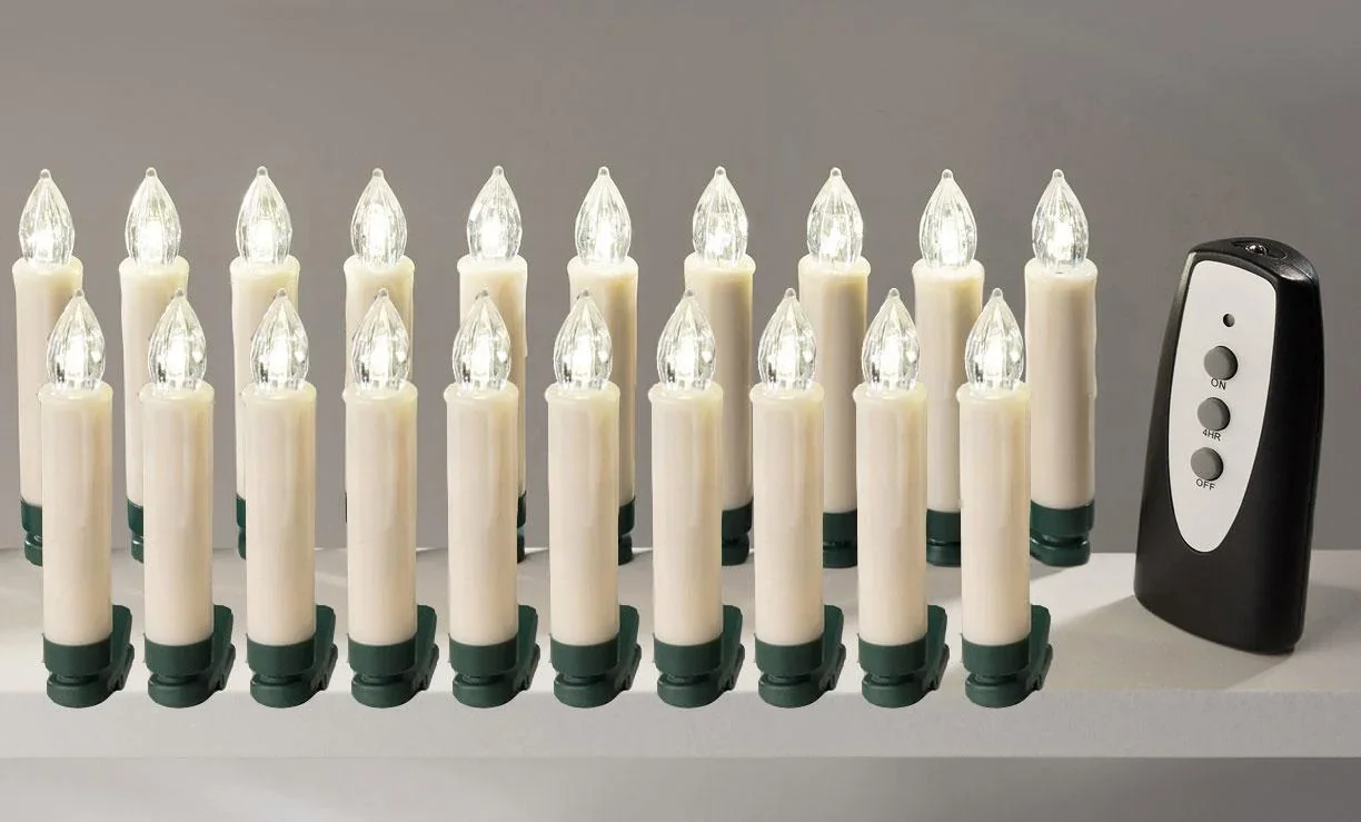 Kabellose LED Christbaumkerzen, mit Fernbedienung - 15 Stück + 5 Stück Gratis - 0