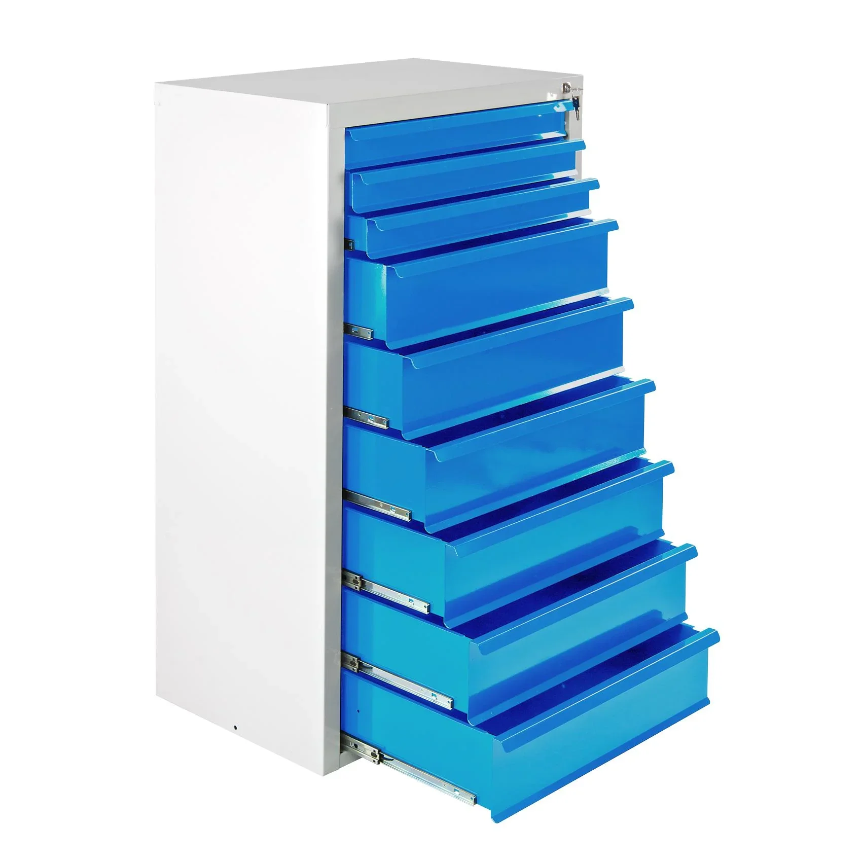 Schubladenschrank / Werkzeugschrank mammut, 9 Schubladen, RAL 7035 / 5012 - 4