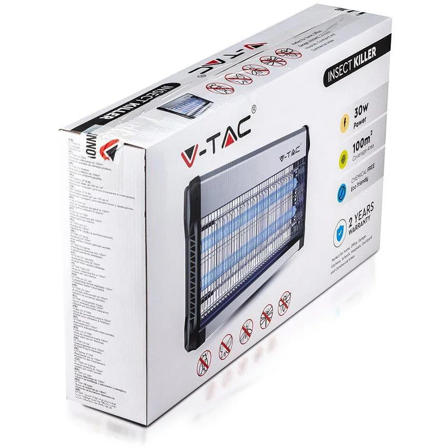 VT-3230 Insektenlampe - 2"15W - 100m Reichweite - UV-Licht - Grau - 1