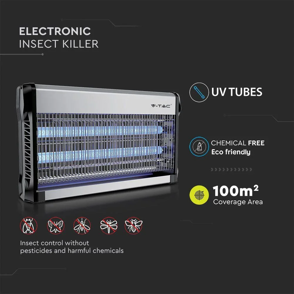 VT-3230 Insektenlampe - 2"15W - 100m Reichweite - UV-Licht - Grau - 3