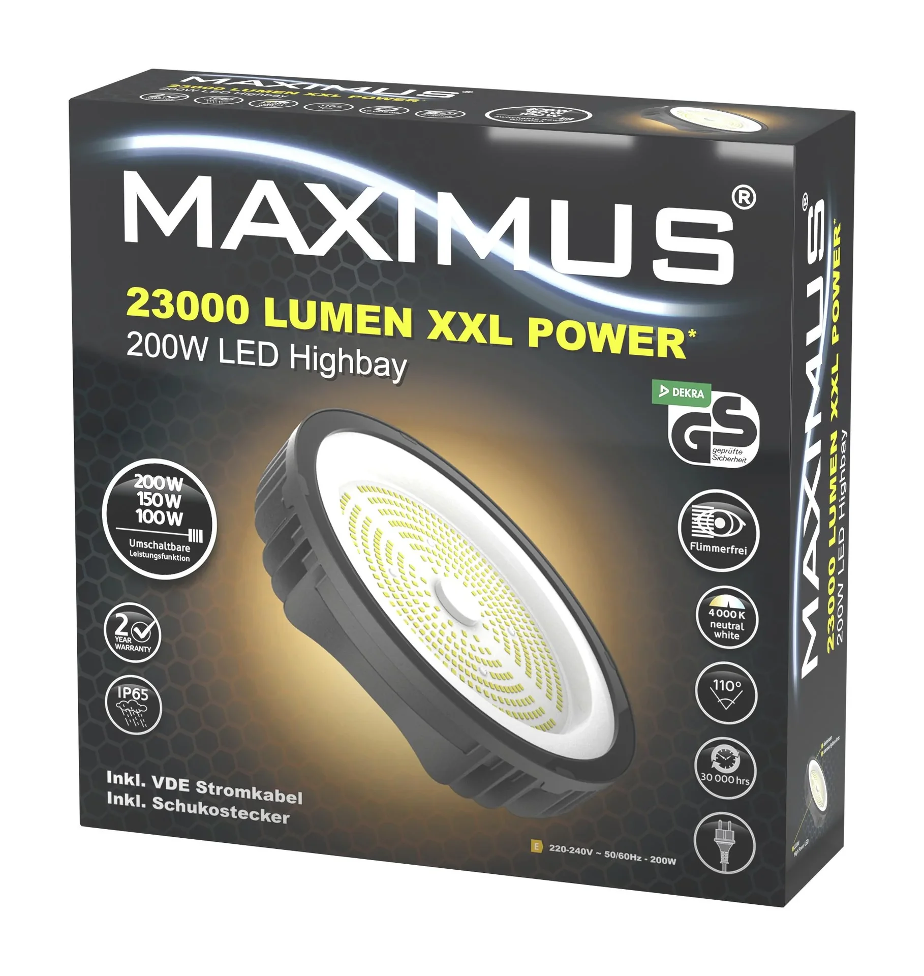 LED-Hallenstrahler 200 Watt, 23000 Lumen, Leistungsregler, neutralweiß - 2