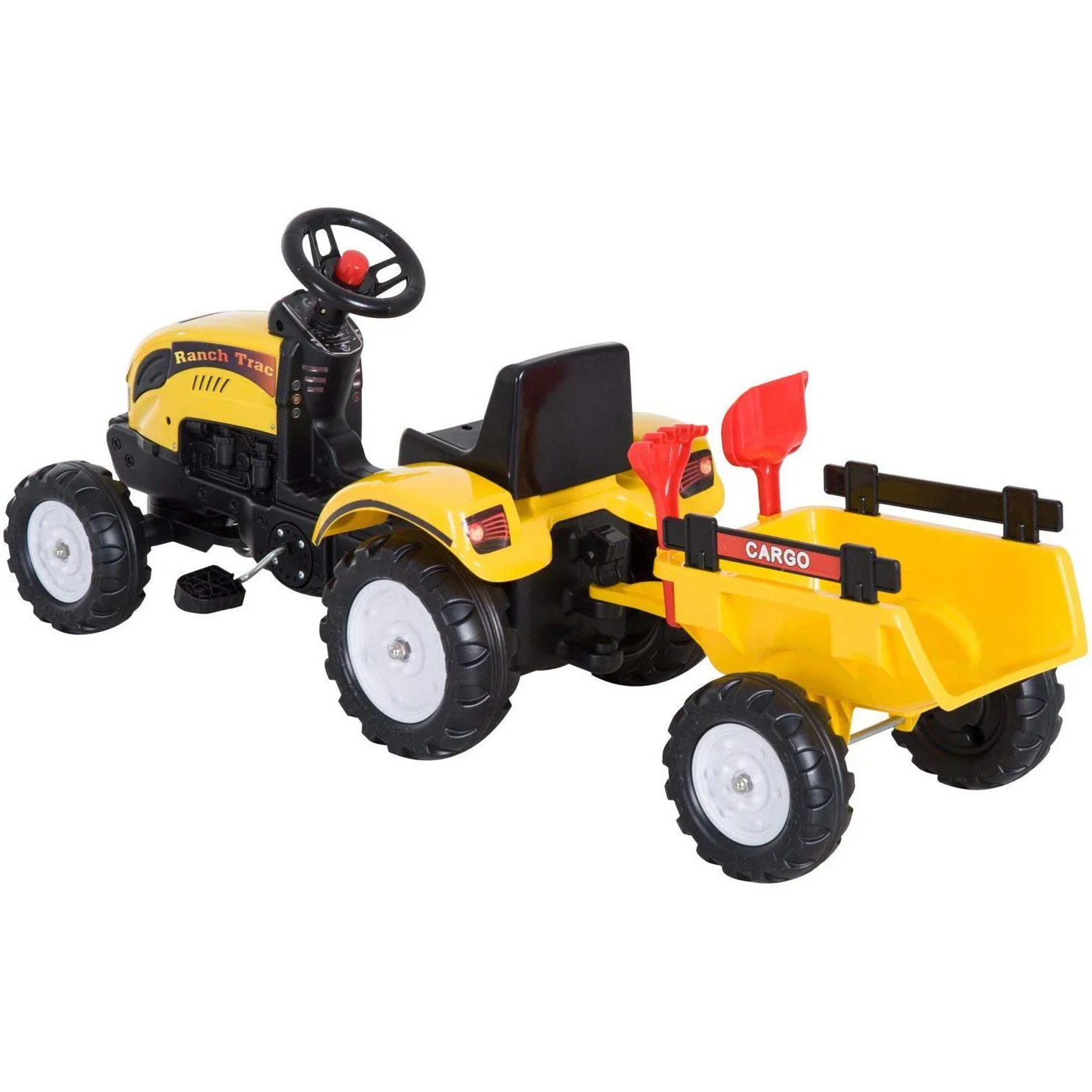 Tretauto Traktor mit Anhänger ab 3 Jahre Gelb - 1