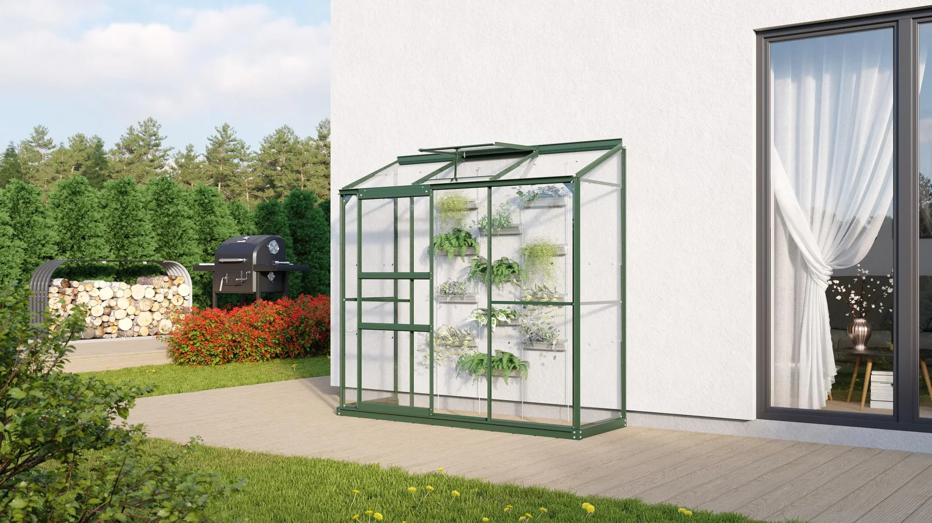 Gewächshaus Styx 1300 ESG 3 mm, Farbe smaragd - 1