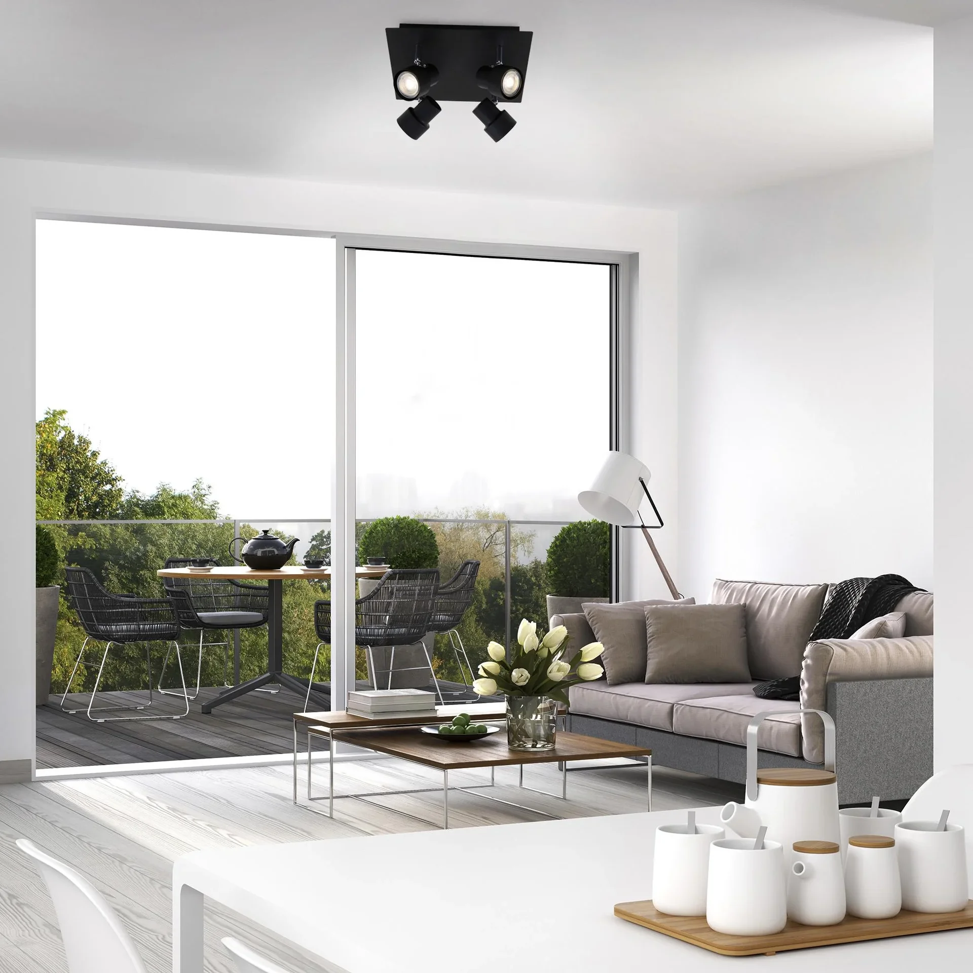 LED Deckenleuchte, 1840 Lumen, 20 Watt, GU10, schwarz - 0