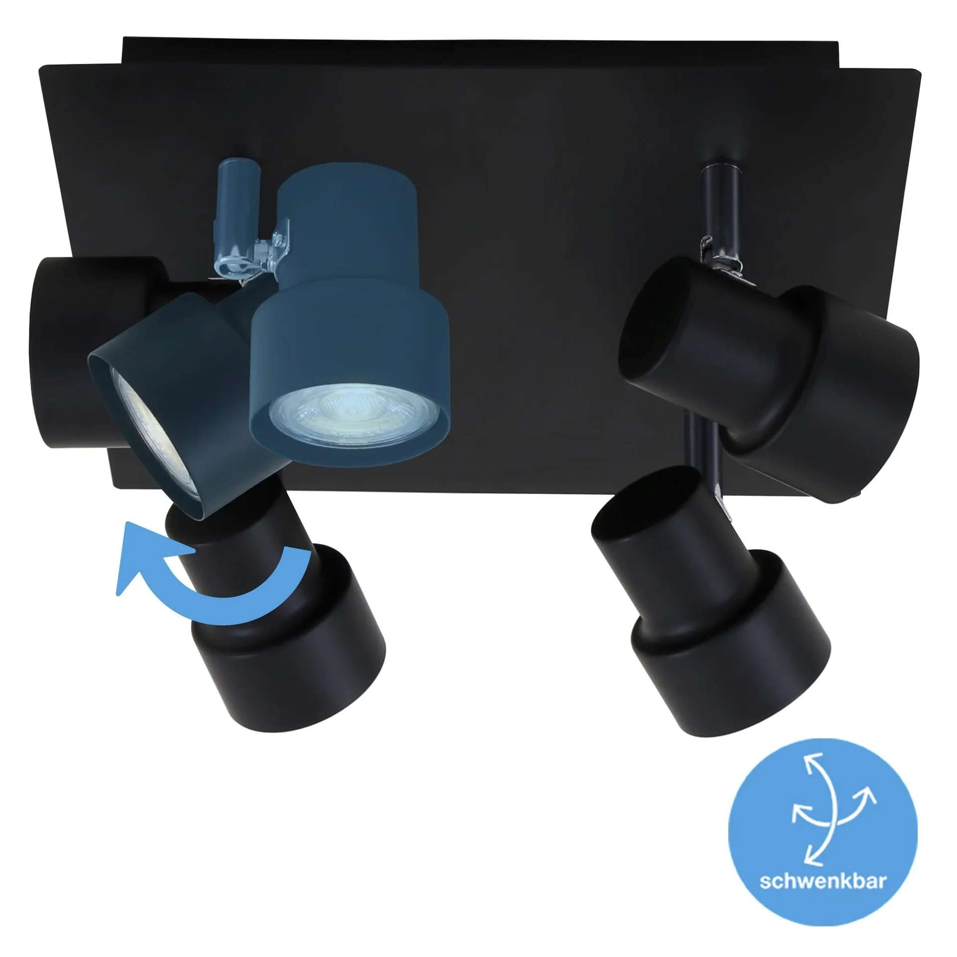 LED Deckenleuchte, 1840 Lumen, 20 Watt, GU10, schwarz - 1