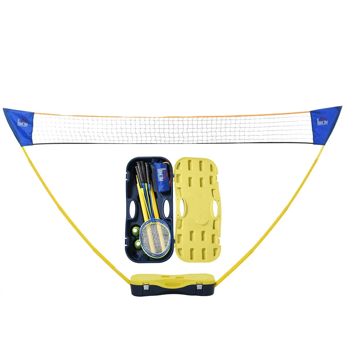 Badminton Netz mit Stand, Badminton-Netzständer, tragbarer Netzständer, Badmintonnetz mit 4 Badminton-Schlägern, Outdoor - 1