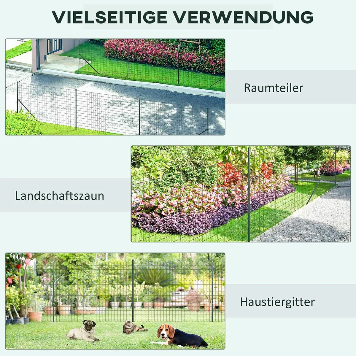 Gartenzaun 10 x 1,68 m Volierendraht Maschendraht Drahtzaun Drahtgitter Gartenzaun Rolle Masche stark Stahl Grün - 1