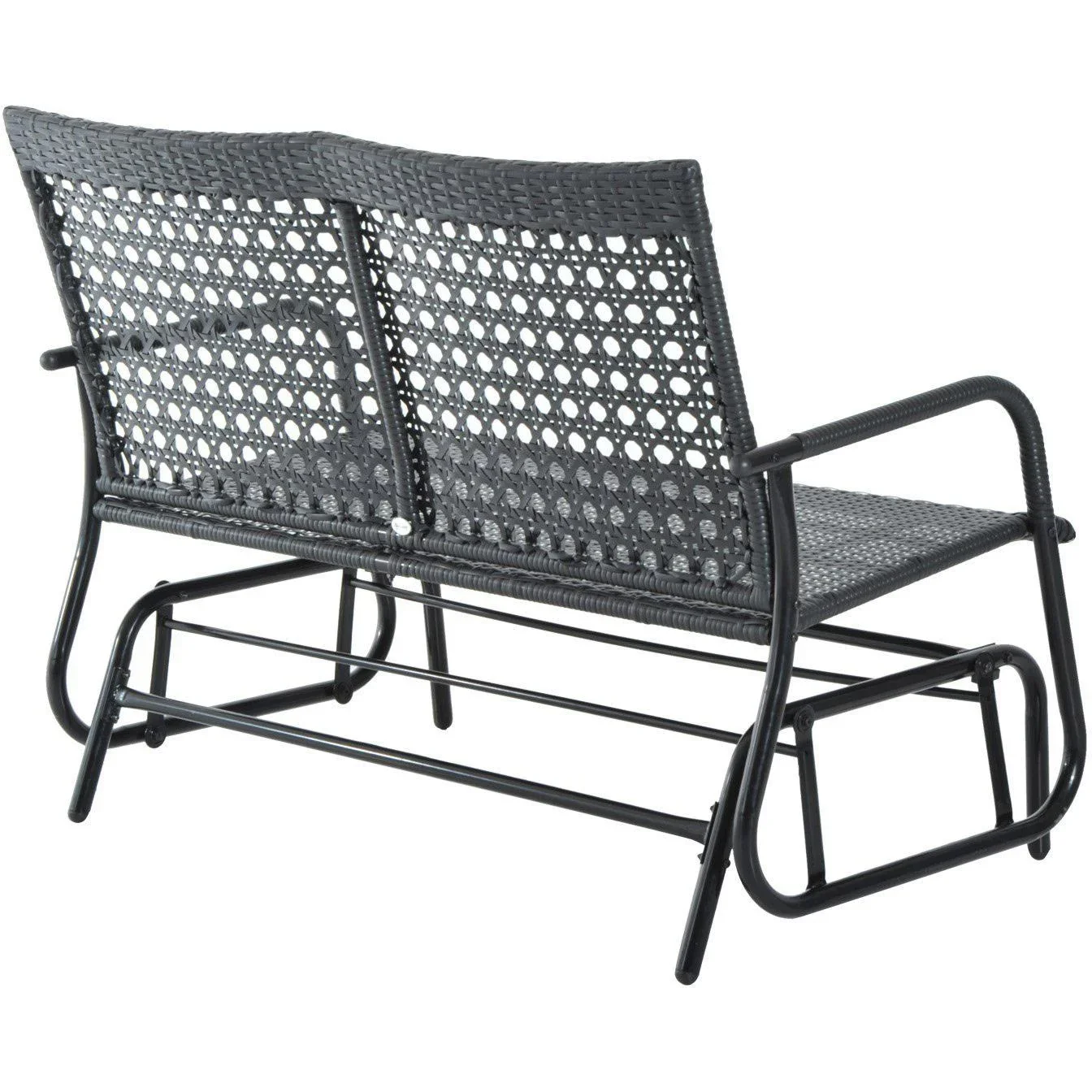 Schaukelbank Gartenschaukel Polyrattan 2-Sitzer schwarz - 1