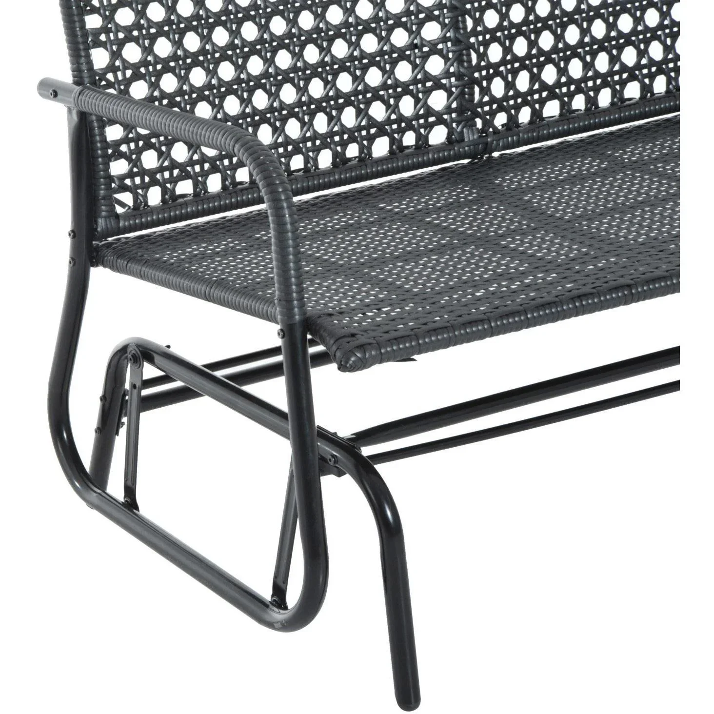 Schaukelbank Gartenschaukel Polyrattan 2-Sitzer schwarz - 3