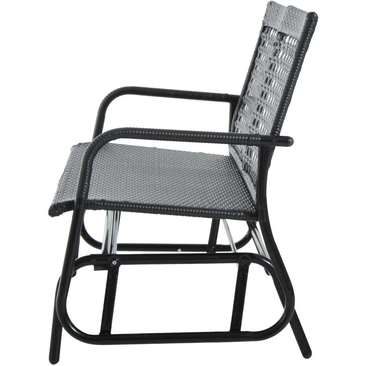 Schaukelbank Gartenschaukel Polyrattan 2-Sitzer schwarz - 4