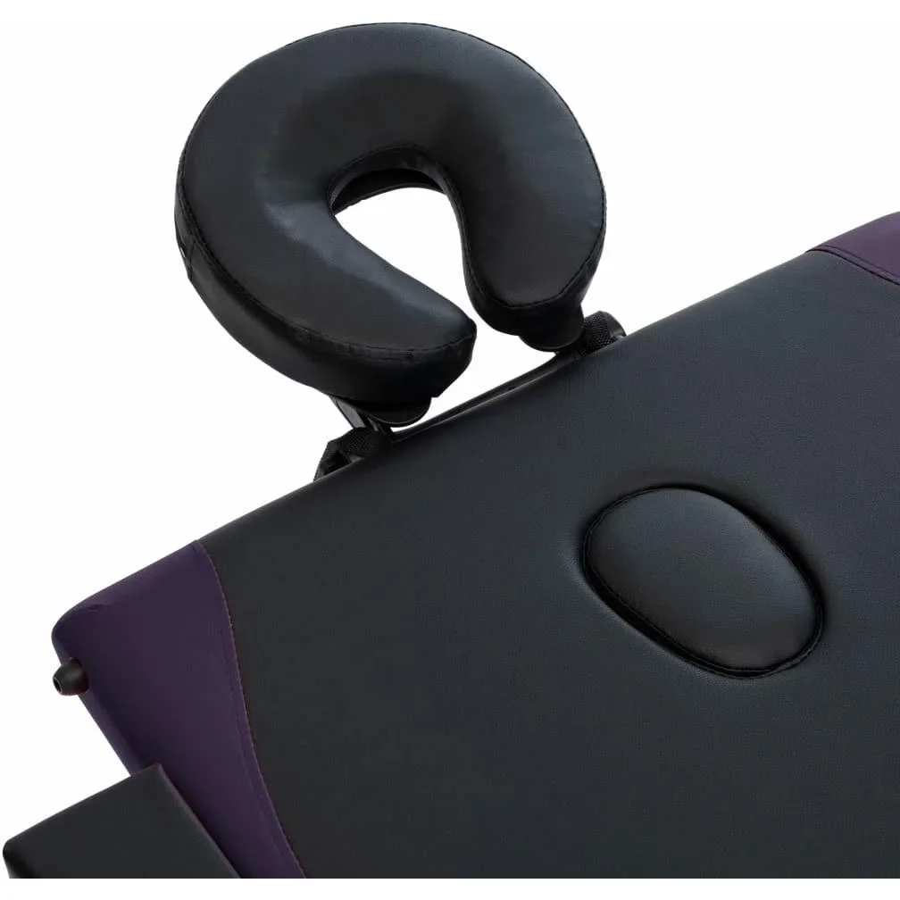 Klappbarer Massagetisch 3 Zonen Holz schwarz und lila - 1