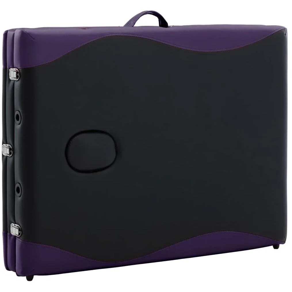 Klappbarer Massagetisch 3 Zonen Holz schwarz und lila - 3