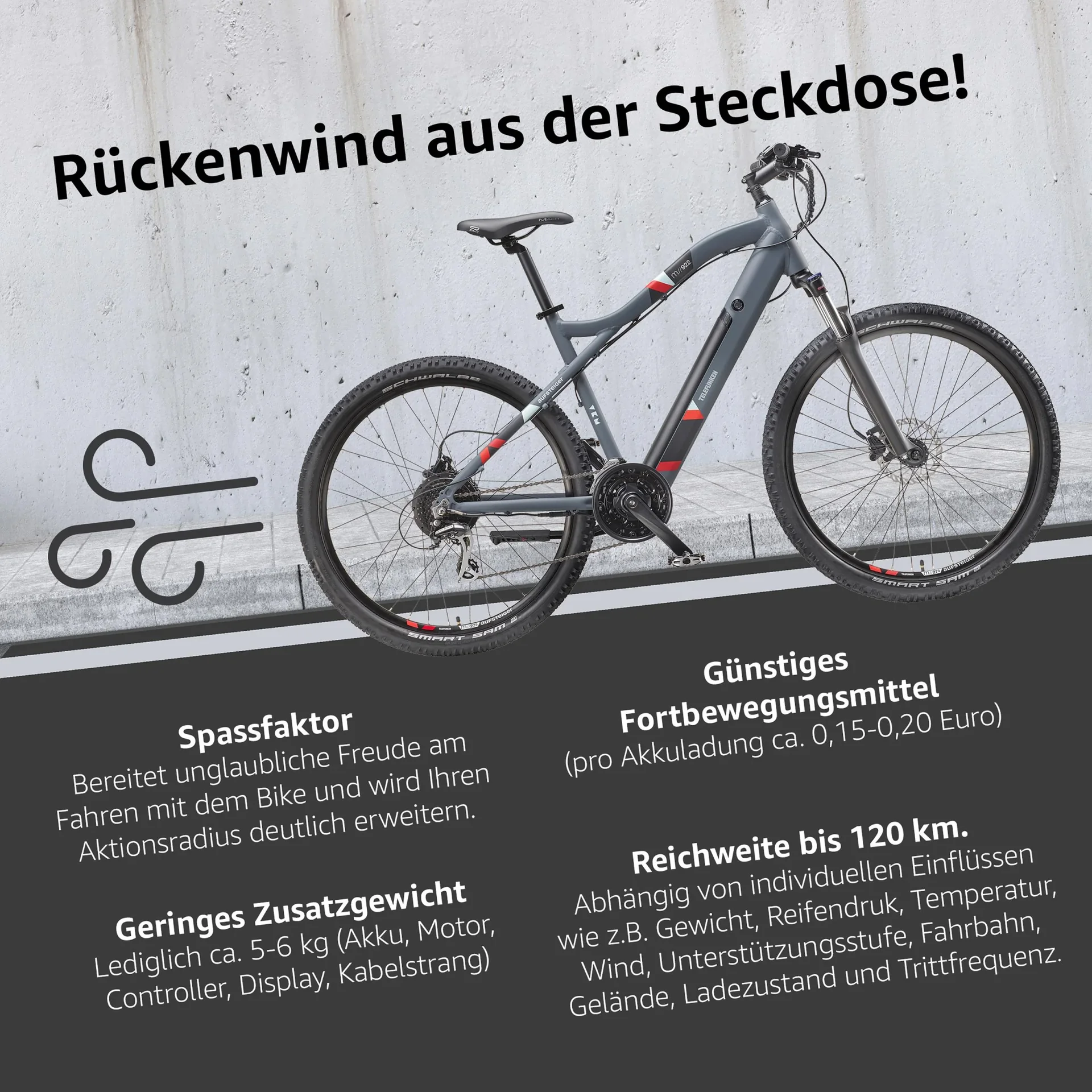 Unisex Alu MTB E-Bike, 29 Zoll, 24-Gang Kettenschaltung, grau, Aufsteiger M922 Hardtail - 7