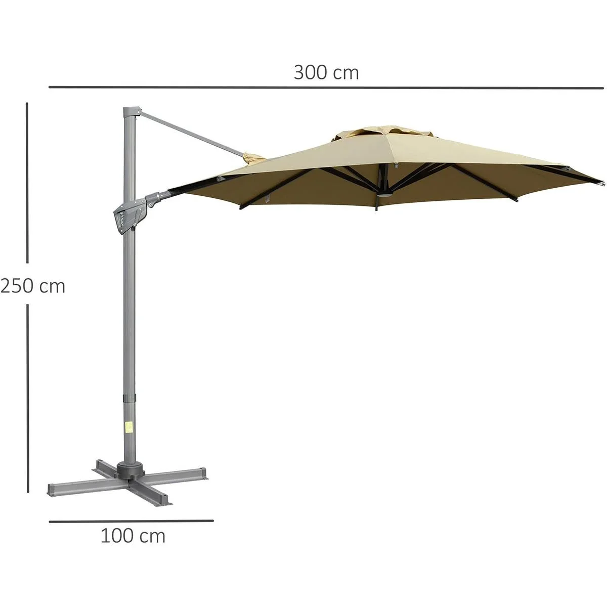Freischwingender Regenschirm mit 360°-Drehung, mit gekreuzten Füßen, Khaki - 0