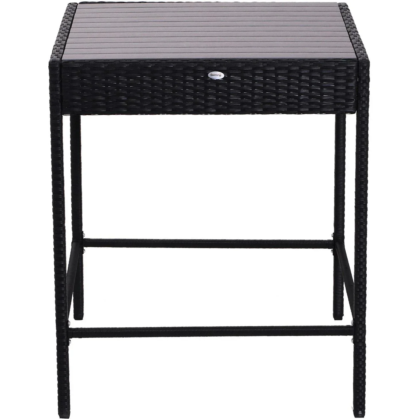 5-teilige Essgruppe Sitzgruppe Esstisch Bistrotisch Bartisch Gartentisch Metall + Polyrattan Schwarz mit 1 Tisch + 4 Hoc - 0