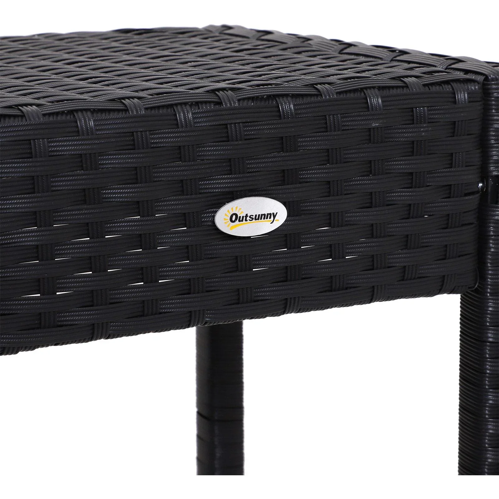 5-teilige Essgruppe Sitzgruppe Esstisch Bistrotisch Bartisch Gartentisch Metall + Polyrattan Schwarz mit 1 Tisch + 4 Hoc - 5