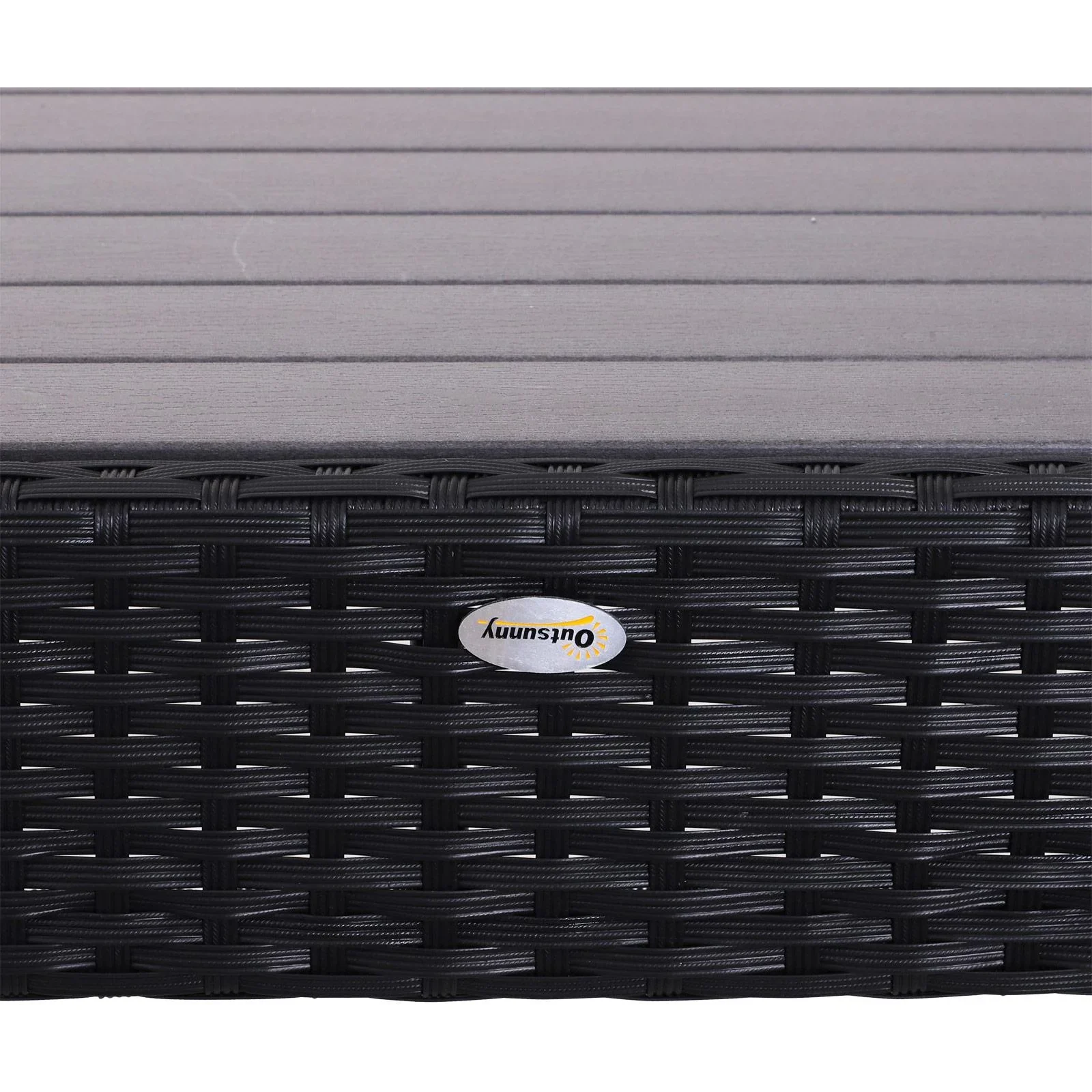 5-teilige Essgruppe Sitzgruppe Esstisch Bistrotisch Bartisch Gartentisch Metall + Polyrattan Schwarz mit 1 Tisch + 4 Hoc - 8