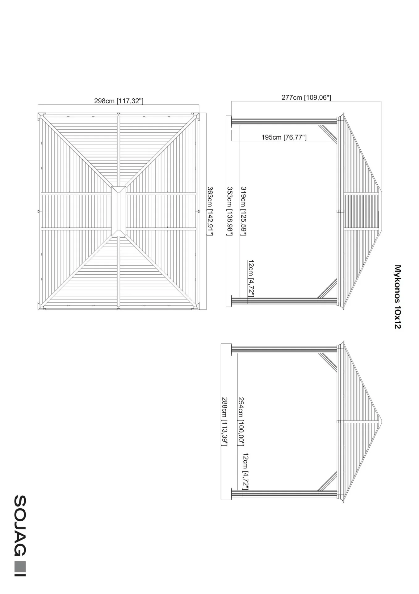 Pavillon Mykonos 10 x 12 Doppeldach - 4