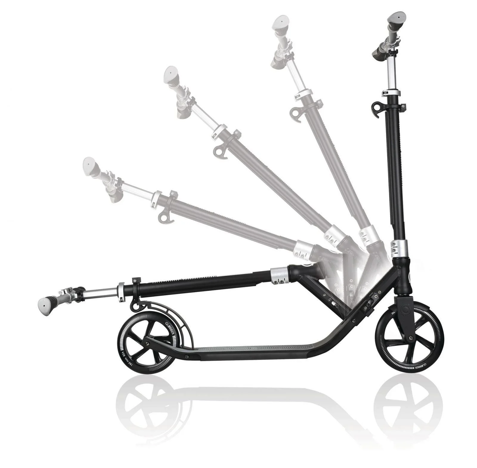 ONE NL 205-180 DUO Tretroller, 205/180 mm, ABEC 7, höhenverstellbar, Klappmechanismus, grau - 6