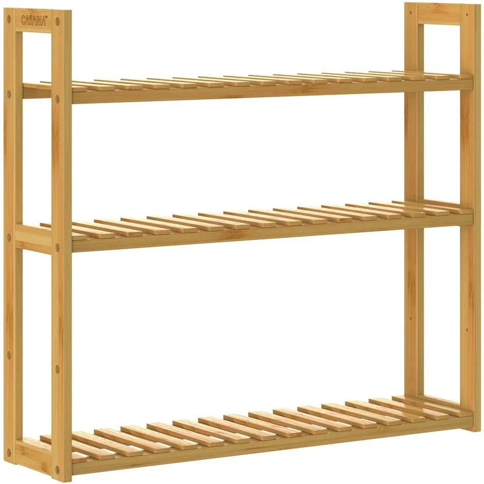 2-in-1-Wandregal & Standregal aus Bambus - 1