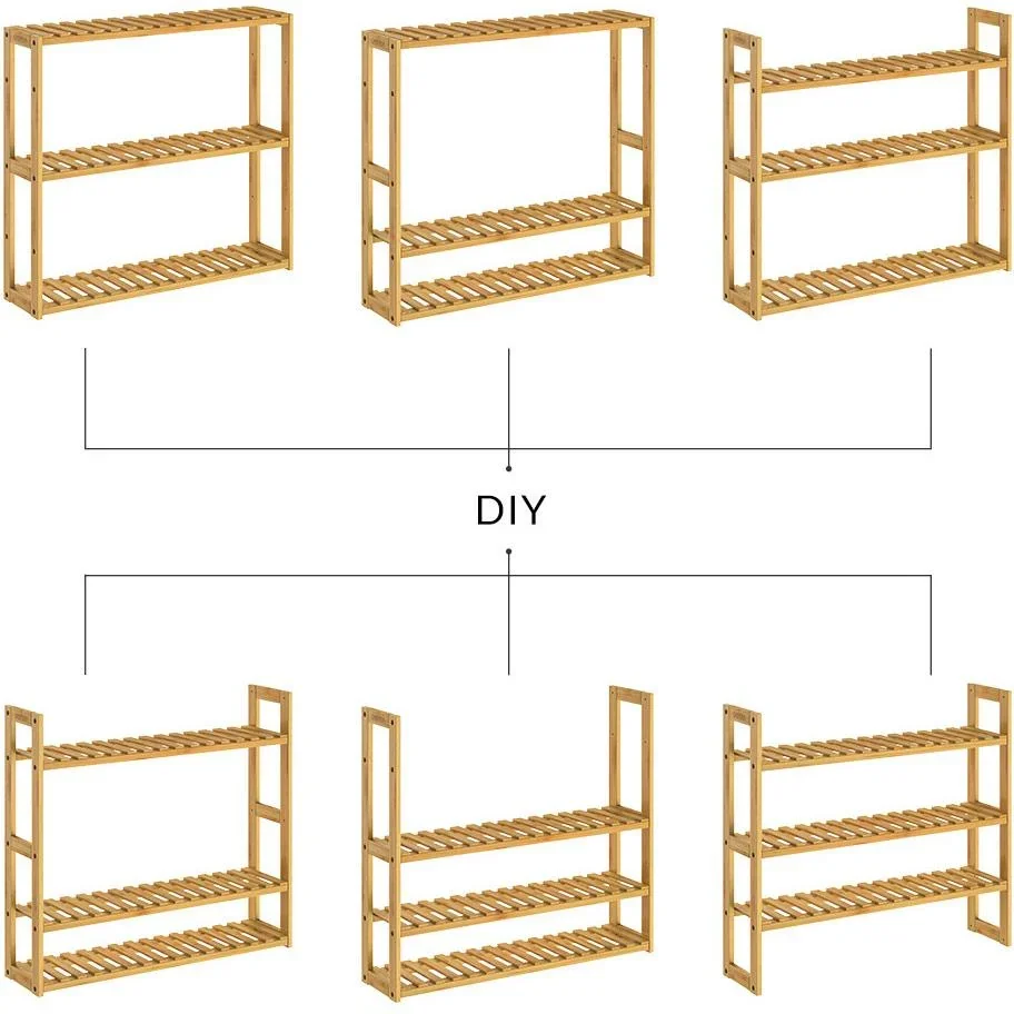 2-in-1-Wandregal & Standregal aus Bambus - 2