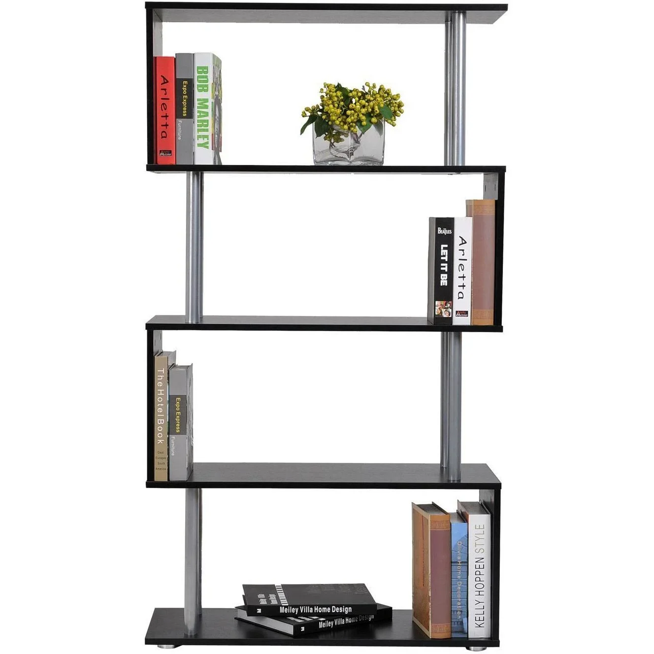 Standregal 4 Fächer Raumteiler Eckregal Wandregal schwarz - 1