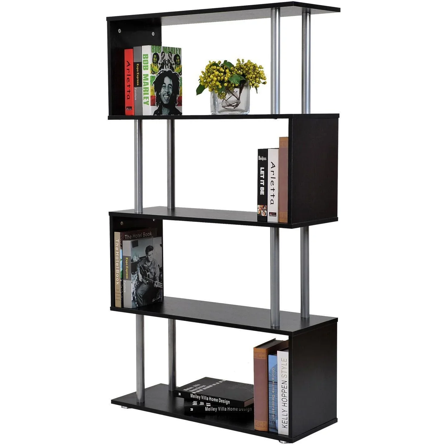 Standregal 4 Fächer Raumteiler Eckregal Wandregal schwarz - 7