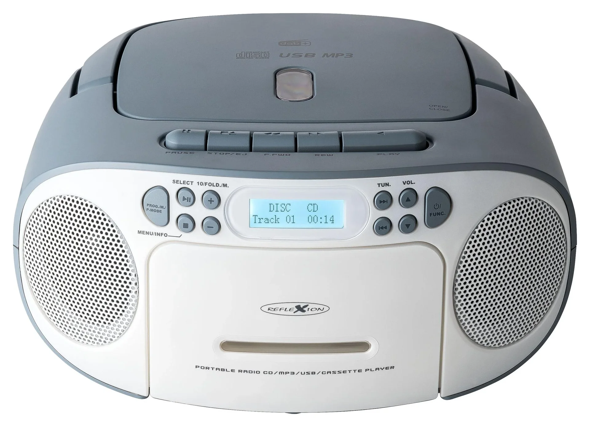 CD Radio Boombox mit DAB+/UKW-Radio, MP3/CD, Kassette und AUX-IN, blau - 1