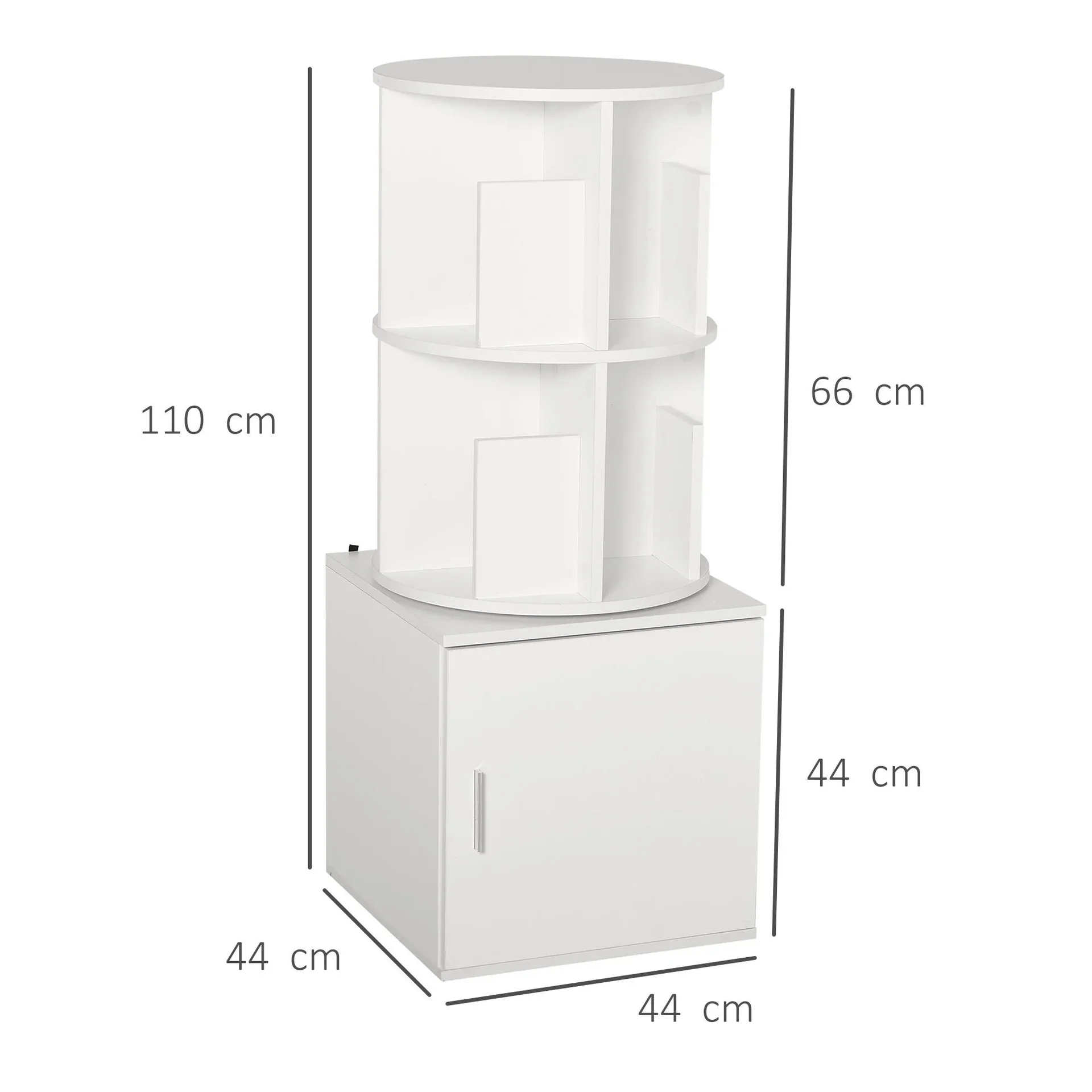 Drehbares Bücherregal 360°, weiß - 0